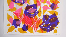 Load image into Gallery viewer, Red Fern with purple Ochre and Pink Leaves Screenprint on Paper