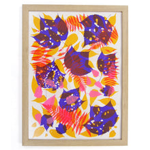 Load image into Gallery viewer, Red Fern with purple Ochre and Pink Leaves Screenprint on Paper