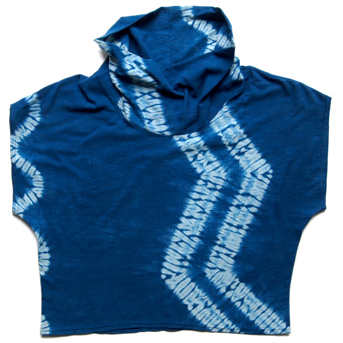 Indigo + Light Blue Hand Woven Cotton High Neck Cozy Top (Copy)