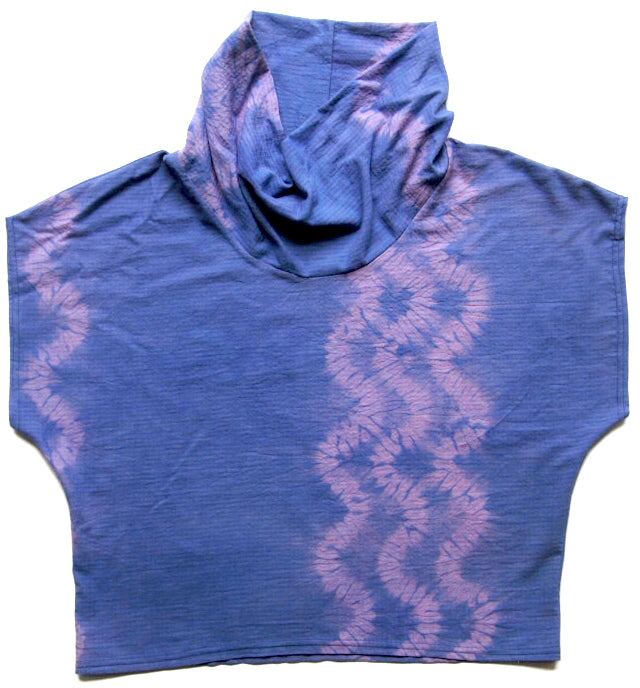 Indigo + Purple Hand Woven Cotton High Neck Cozy Top