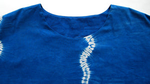 Indigo Stitch Resist Shibori Box Top (double row, right side)