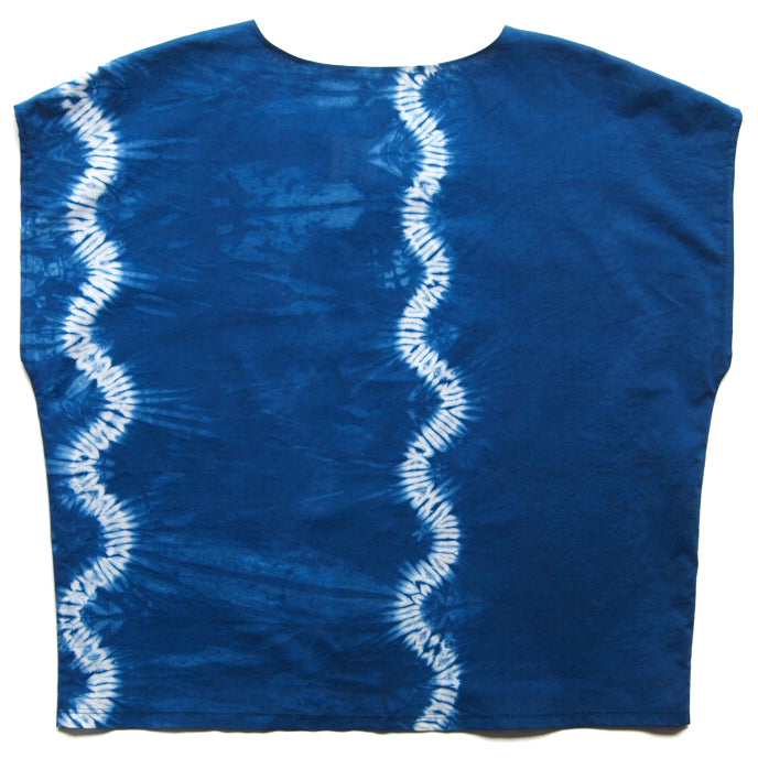 Indigo Stitch Resist Shibori Box Top (double row, right side)