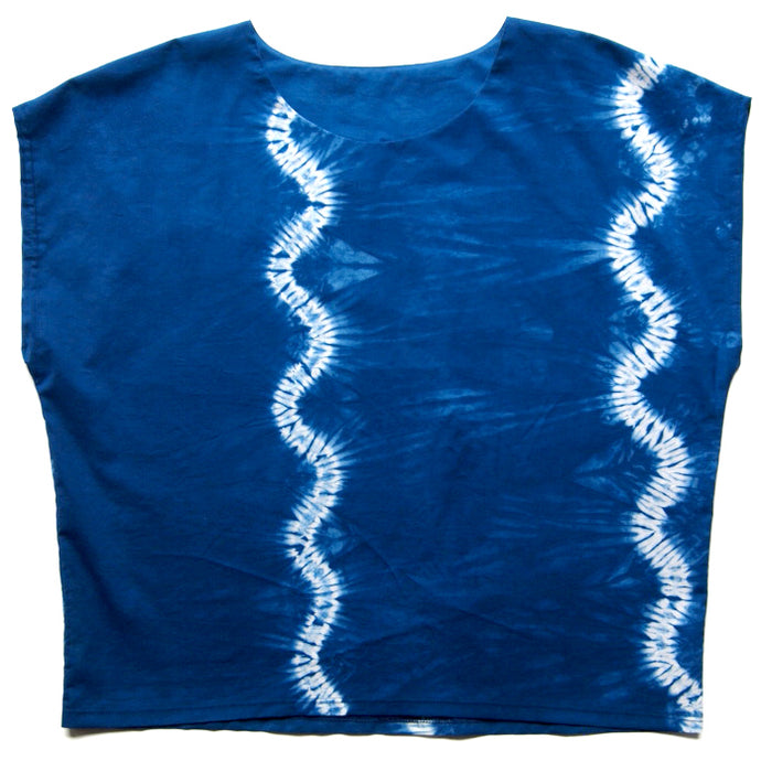 Indigo Stitch Resist Shibori Box Top (double row, left side)