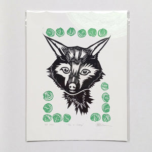 Fox + Cabbage on Paper 8.5" x 11"