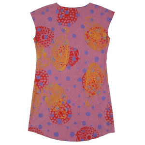 Silk Blend Shift Dress // Cochineal Pink with Polka Dots