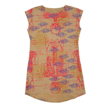 Load image into Gallery viewer, Silk Blend Shift Dress // Marigold Yellow with Skelton Print