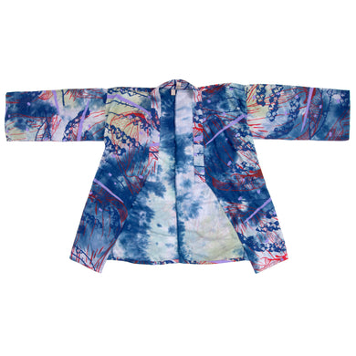 Blues Silky Bamboo Kimono Style Wrap with Coconuts
