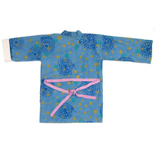 Load image into Gallery viewer, Light Blue Linen Cotton Kimono Style Wrap with Polka Dots