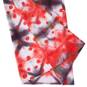 Reds Shibori Tent Dress with Polka Dots Print
