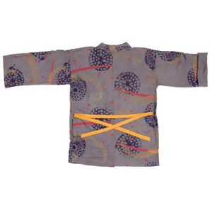 Grey Silky Bamboo Kimono Style Wrap with Firework Remnants