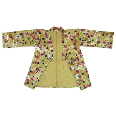 Avocado Green Jersey Knit Kimono Style Wrap with Bits