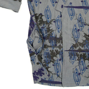 Grey Jersey Knit Kimono Style Wrap with Black Mandelbrot