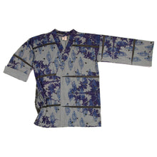 Load image into Gallery viewer, Grey Jersey Knit Kimono Style Wrap with Purple Mandelbrot