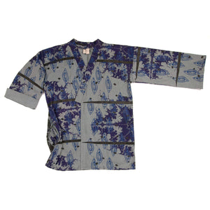 Grey Jersey Knit Kimono Style Wrap with Purple Mandelbrot