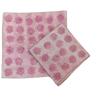 Naturally Dyed Cotton Voile Bandana with Blockprint Flowers
