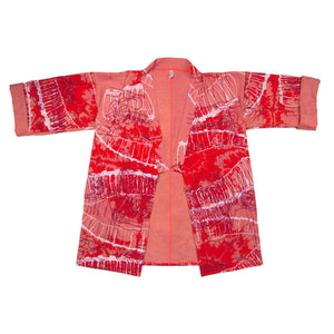 Orange Jersey Knit Kimono Style Wrap with Ibex Horn