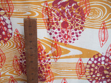 Load image into Gallery viewer, Hand Screenprinted Bamboo Hemp Jersey by Yard // Mustard Yellow, Magenta, Scarlet Red