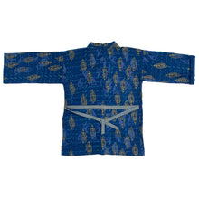Load image into Gallery viewer, Indigo Blue Silky Bamboo Kimono Style Wrap with Almond Shells