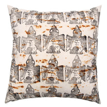 Load image into Gallery viewer, Rust Dyed Canvas with Bird Block Print Extra Large Throw Pillow