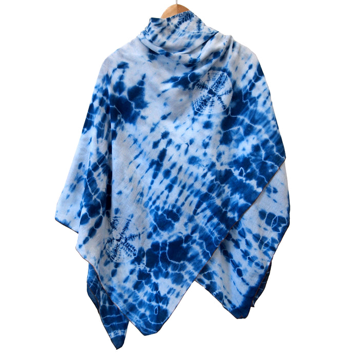 Large Shibori Indigo Bamboo Scarves