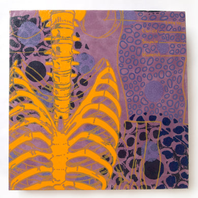 Purples Painting  + Silkscreen Textile Wall Art 10