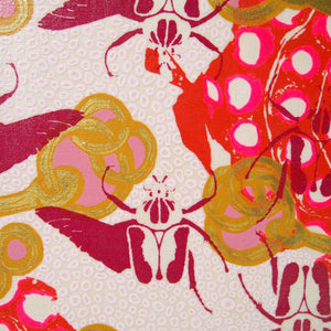 Pinks Painting  + Silkscreen Textile Wall Art 8" x 8"
