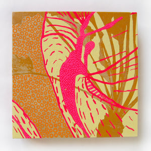 Yellows Painting  + Silkscreen Textile Wall Art 8" x 8"