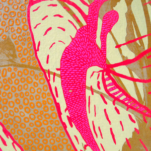 Yellows Painting  + Silkscreen Textile Wall Art 8" x 8"