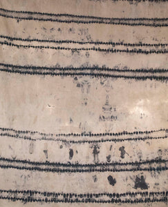 Black Linen Anti Shibori Dyed Printed with Horses and Firework Remnants