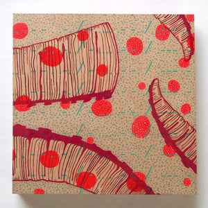 Pinks Painting  + Silkscreen Textile Wall Art 12" x 12"