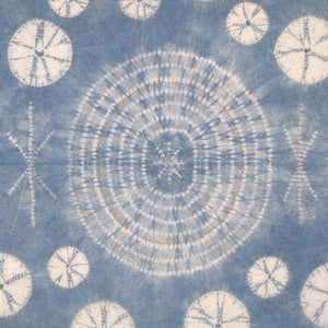 Stitching Resist Shibori + Embroidered Fabric; Pale Blue Bubbles