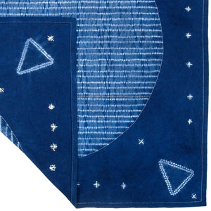 Stitching Resist Shibori + Embroidered Fabric; Moon