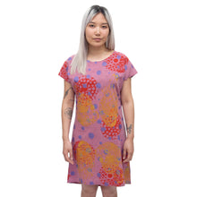 Load image into Gallery viewer, Rose Linen Shift Dress with bellflowers, morse code, and fawn marking