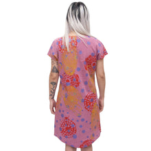Load image into Gallery viewer, Silk Blend Shift Dress // Cochineal Pink with Polka Dots
