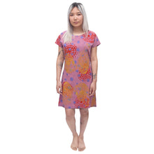 Load image into Gallery viewer, Silk Blend Shift Dress // Cochineal Pink with Polka Dots