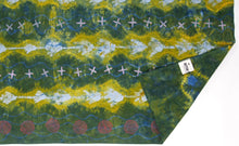 Load image into Gallery viewer, 33&quot; x 52.5&quot; Yellow Green Blue Linen Table Runner with Wax and Ink Print