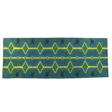 Load image into Gallery viewer, 27&quot; x 69&quot; Chartreuse Green Blue Linen Table Runner with Wax and Ink Print