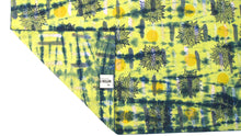 Load image into Gallery viewer, 24&quot; x 40&quot; Chartreuse Multicolor and Blue Linen Table Runner with Wax and Ink Print