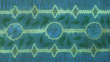 Load image into Gallery viewer, 21&quot; x 74.5&quot; Green and Blue Linen Table Runner with Wax and Ink Print