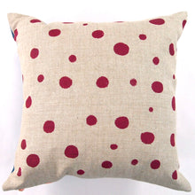 Load image into Gallery viewer, 1/2 + 1/2 Hot Pink Polka Dot / Indigo Basketweave Heavy Linen Throws Pillow