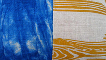 Load image into Gallery viewer, 1/2 + 1/2 Wood Grain / Indigo Dyed Basketweave Heavy Linen Throws Pillows