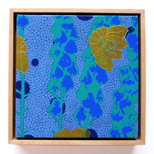 Blues Painting  + Silkscreen Textile Wall Art 8" x 8"