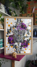 Load image into Gallery viewer, Silver Skeleton with Ochre Screenprint on Paper 18&quot; x 24&quot;