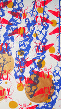 Load image into Gallery viewer, Red Goliath Beetles with Periwinkle Screenprint on Paper 18&quot; x 24&quot;
