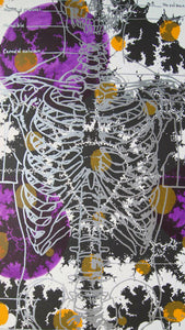 Silver Skeleton with Ochre Screenprint on Paper 18" x 24"