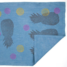 Load image into Gallery viewer, Indigo Dyed Linen Pineapple or Floral Blockprinted Table Runners