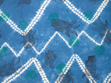 Load image into Gallery viewer, Padded Throw // Indigo Dyed Linen Printed with Animal Blocks and Polka Dots