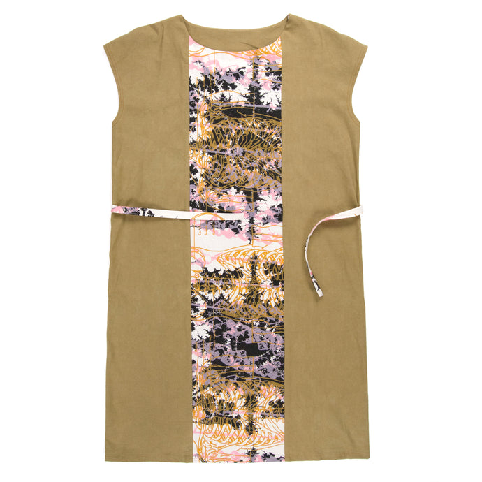 Panel Dress, Deep Mustard with Mandelbrot Panel