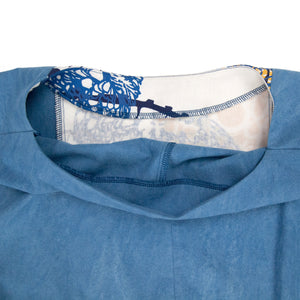 Panel Dress with Indigo Blue and Cream