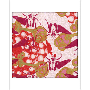 Pinks Painting  + Silkscreen Textile Wall Art 8" x 8"